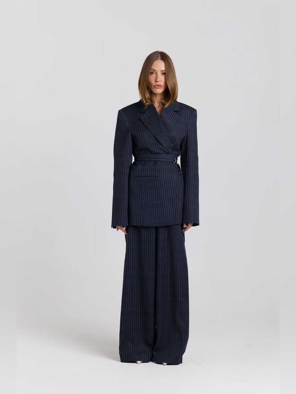 NWT Maku Santorini Blazer Navy Pinstripe